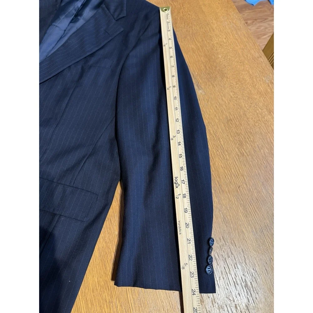Hickey Freeman Blazer 44R Navy Pinstripe Wool Canterbury Collection USA Made Y2K
